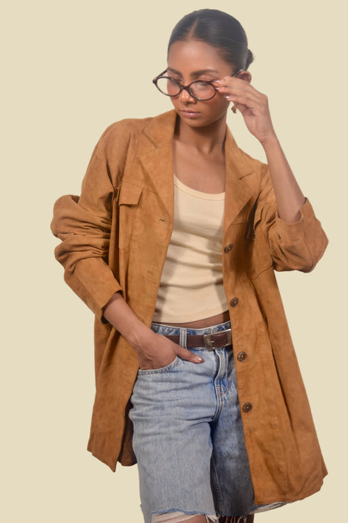 OMBRA Weekend “Noir Drift” 90s Suede Shirt Jacket